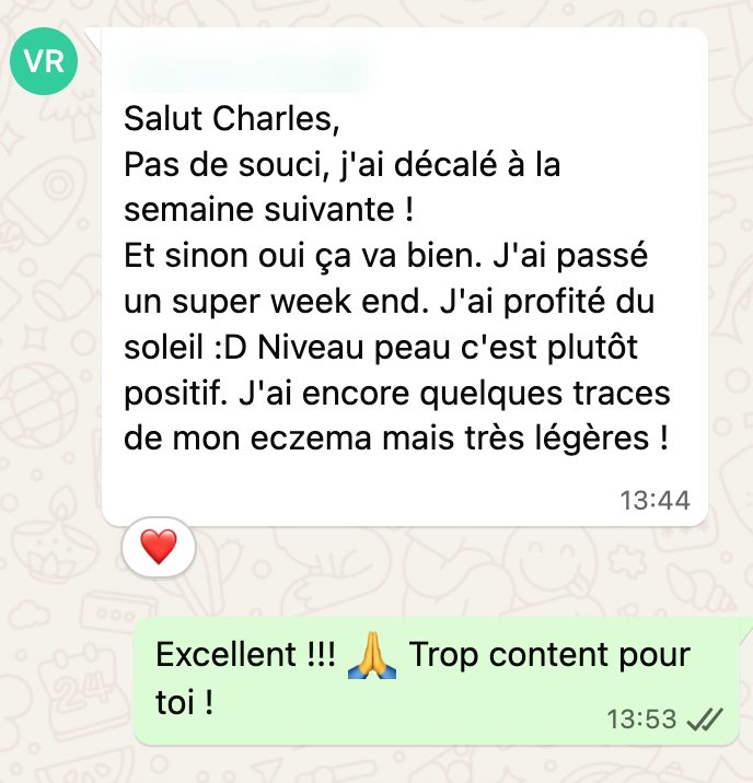 « Niveau peau c'est plutôt positif. J'ai encore quelques traces mais très légères ! »